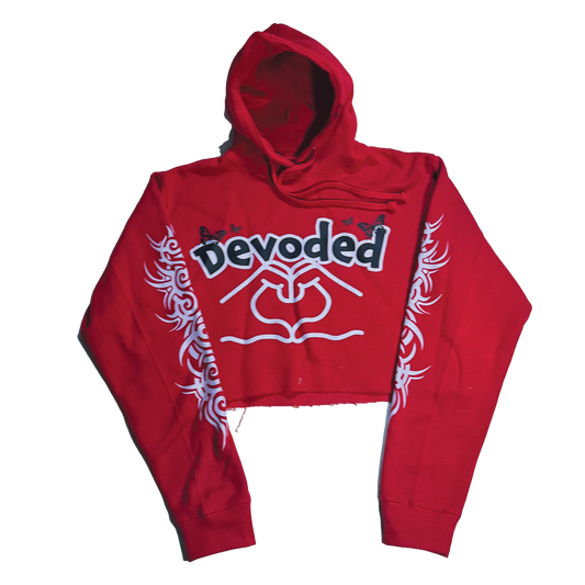 RED DEVODED  HOODED CROP TOP